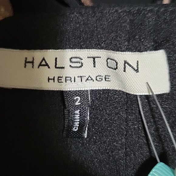 HALSTON black/gold high/ low chiffon evening gown Final Discount - Picture 13 of 15